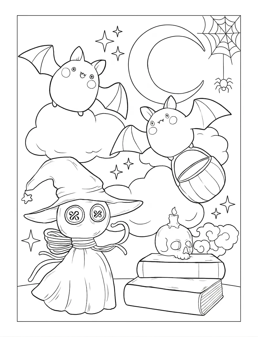 coloriage Cute Witch Stuff pour enfants a imprimer