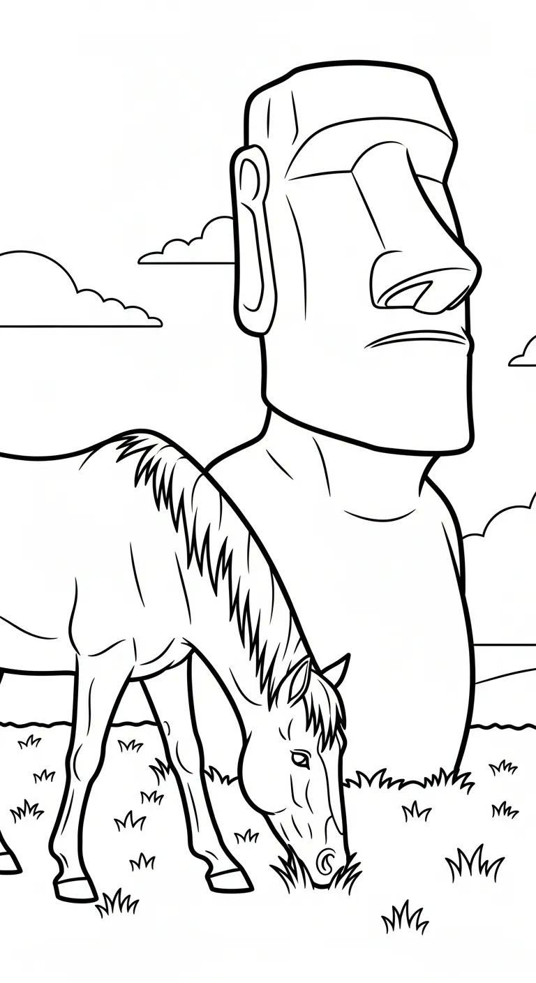 coloriage Moaï a colorier en ligne gratuitement