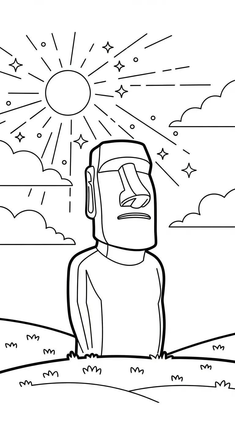 coloriage Moaï à imprimer gratuitement pdf