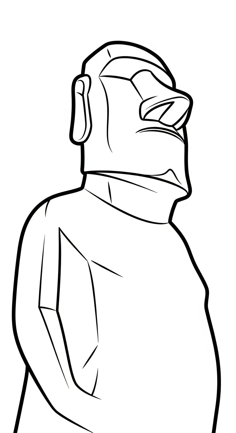 coloriage Moaï à imprimer kawaii