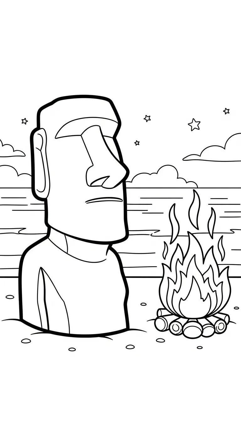 coloriage Moaï et découpage à imprimer