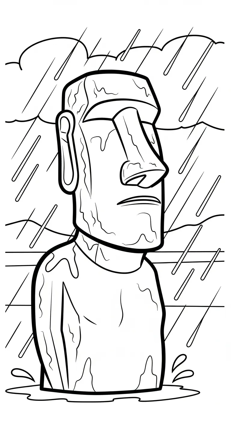 coloriage Moaï d'enfant a imprimer