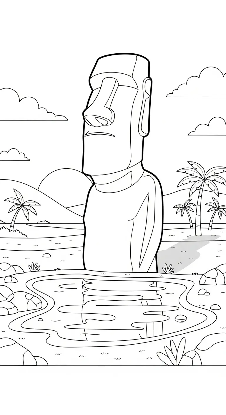 coloriage Moaï gratuit pour enfants