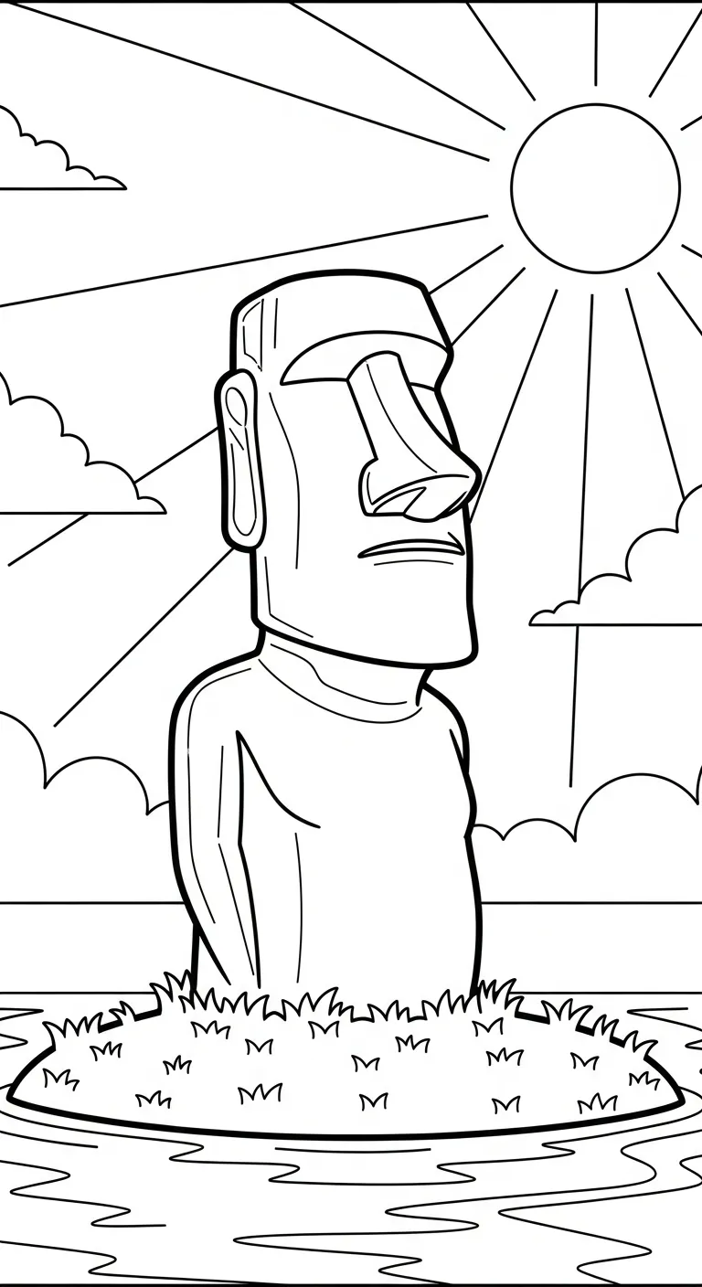 imprimer coloriage Moaï
