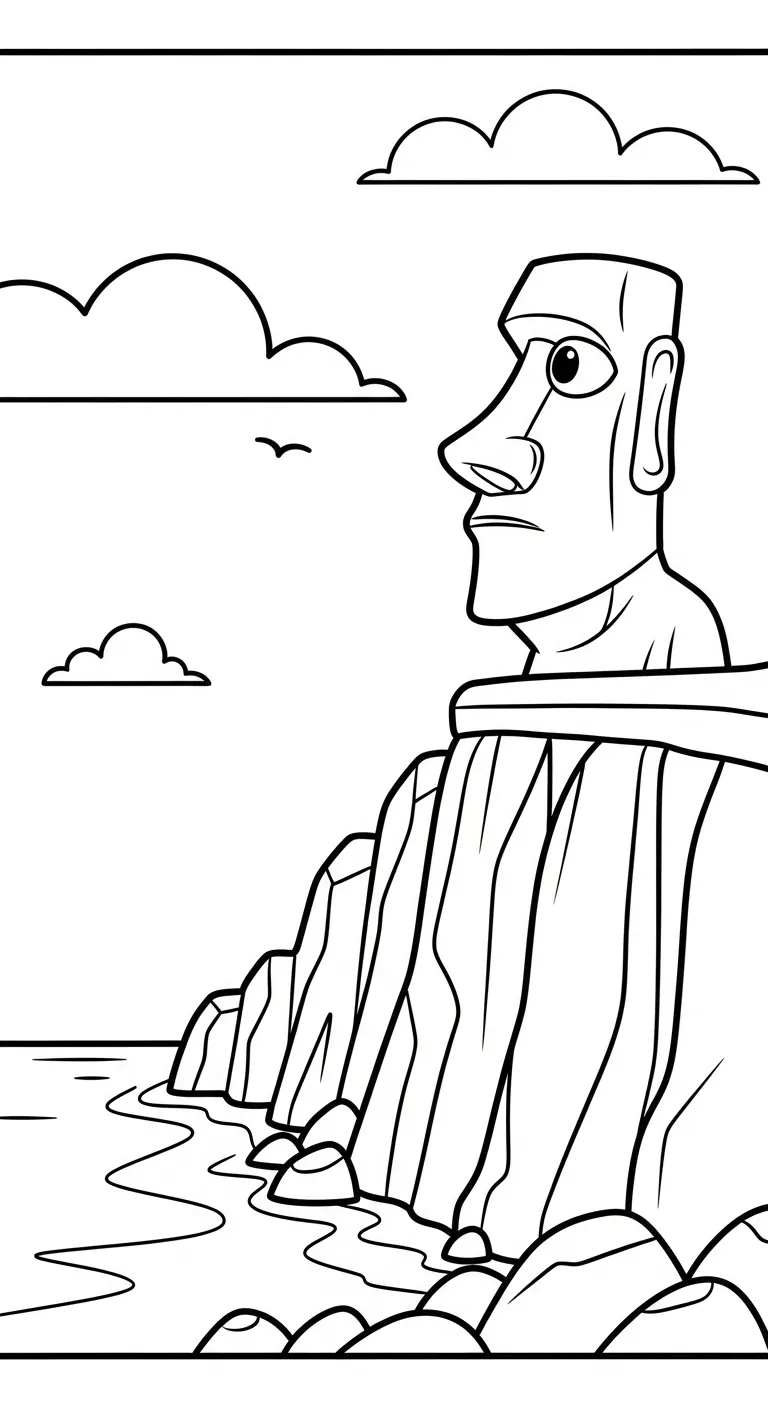 coloriage Moaï pour enfant de 8 ans