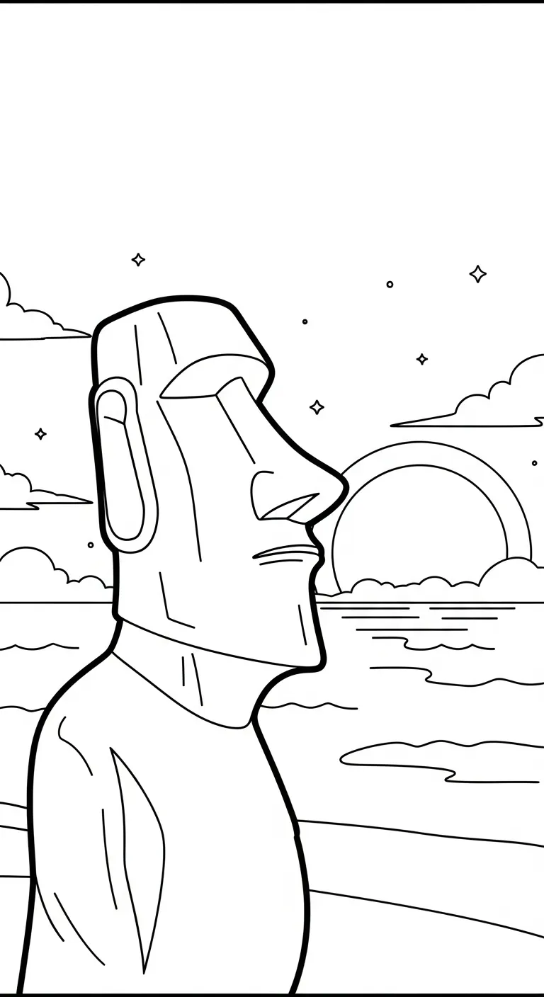 coloriage Moaï gratuit