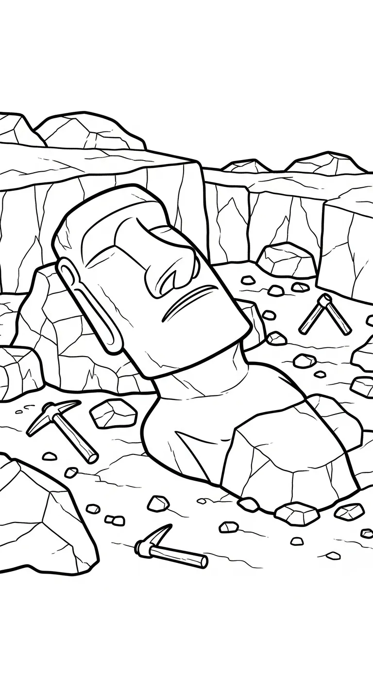 coloriage Moaï à imprimer kawaii 1