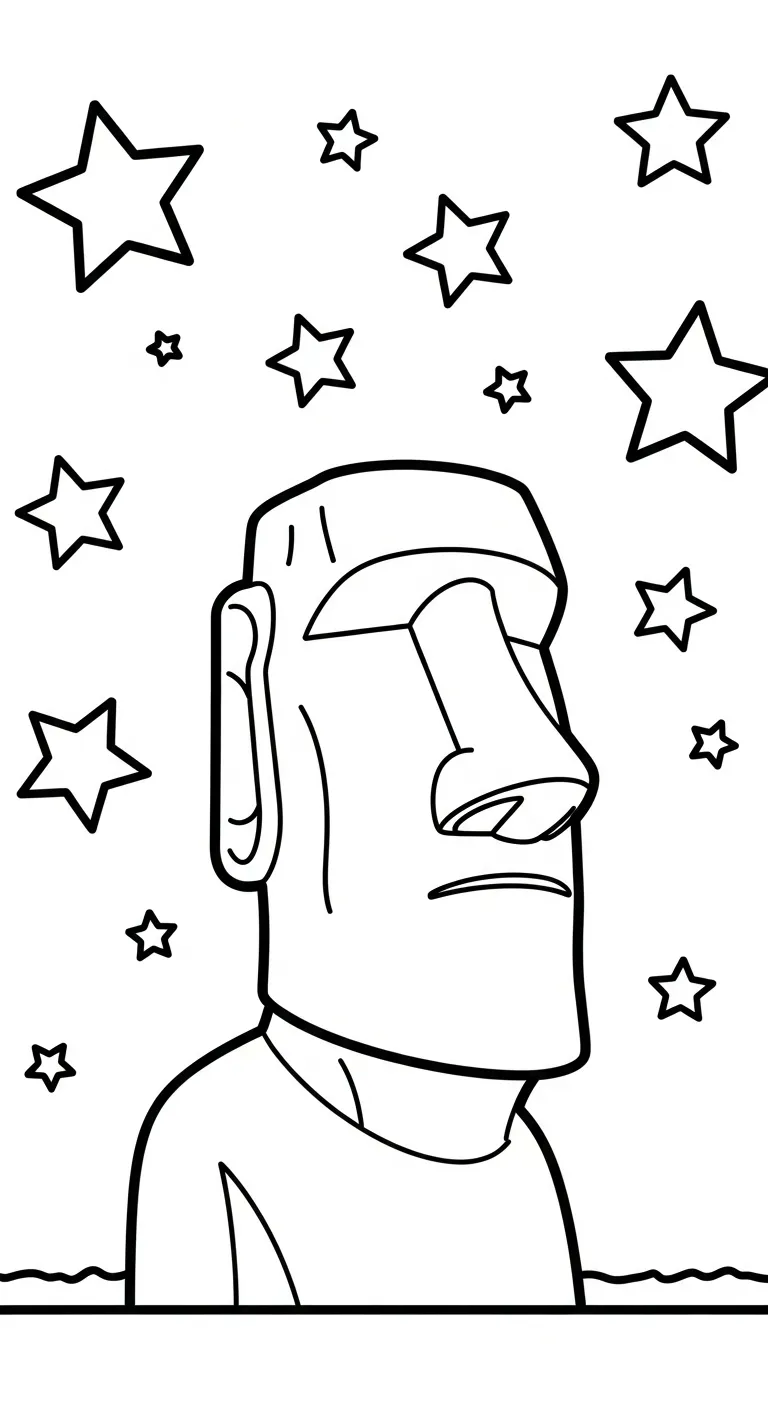 coloriage Moaï pour enfants a imprimer gratuit