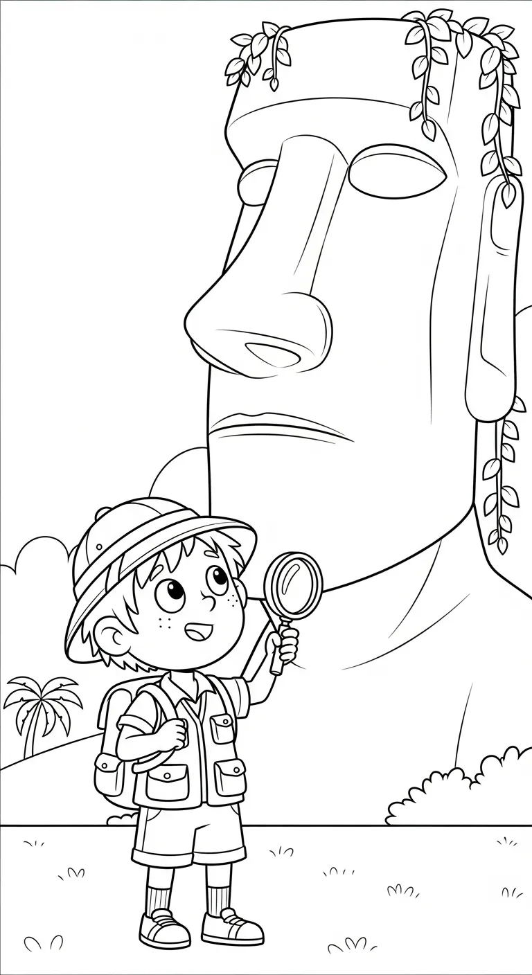 coloriage Moaï de pour enfants