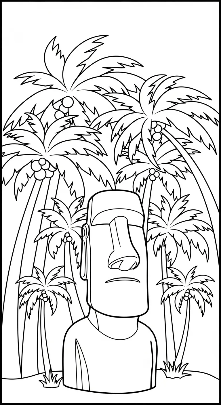 coloriage Moaï à imprimer 1