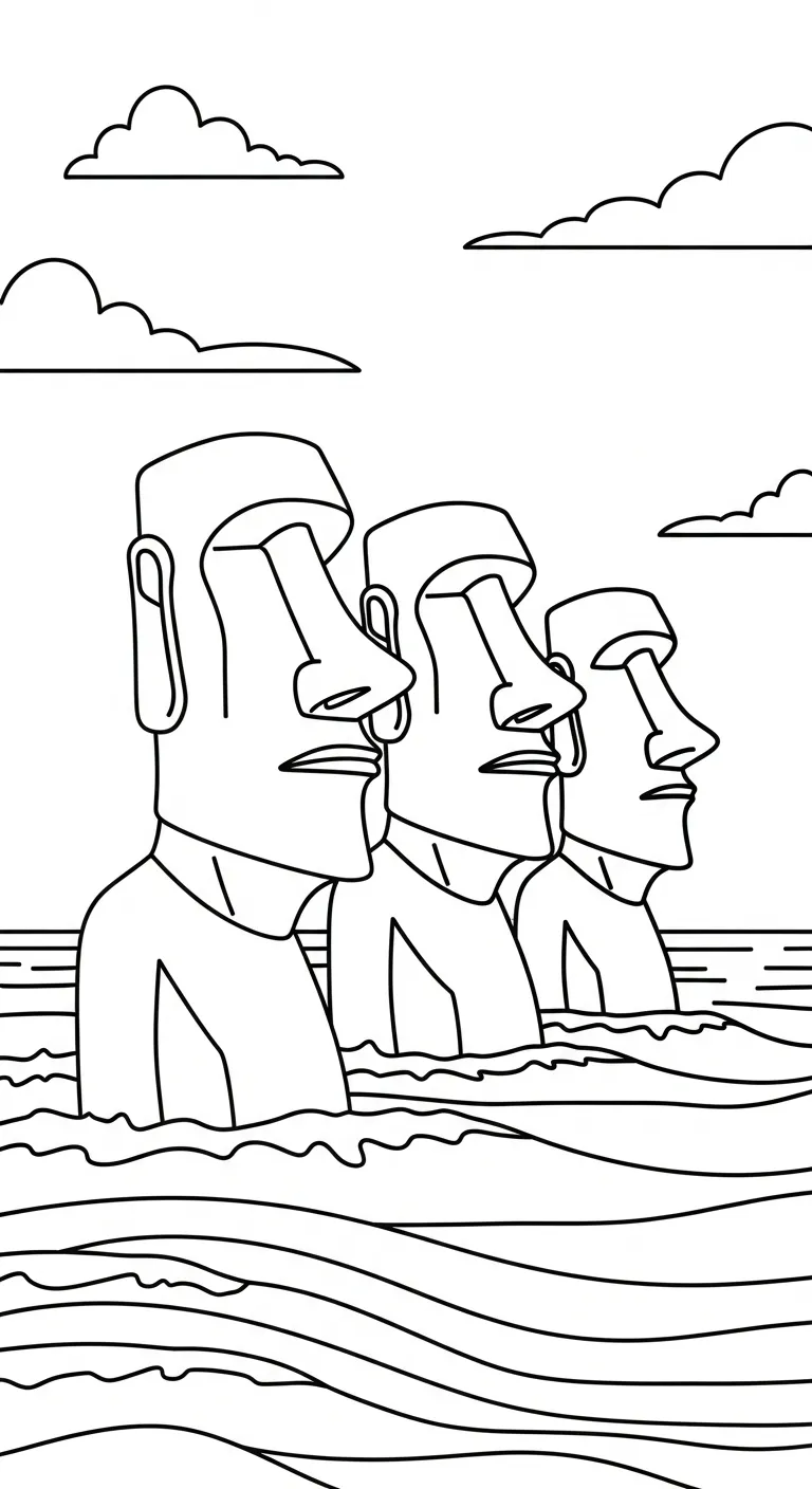 coloriage Moaï a imprimer gratuit