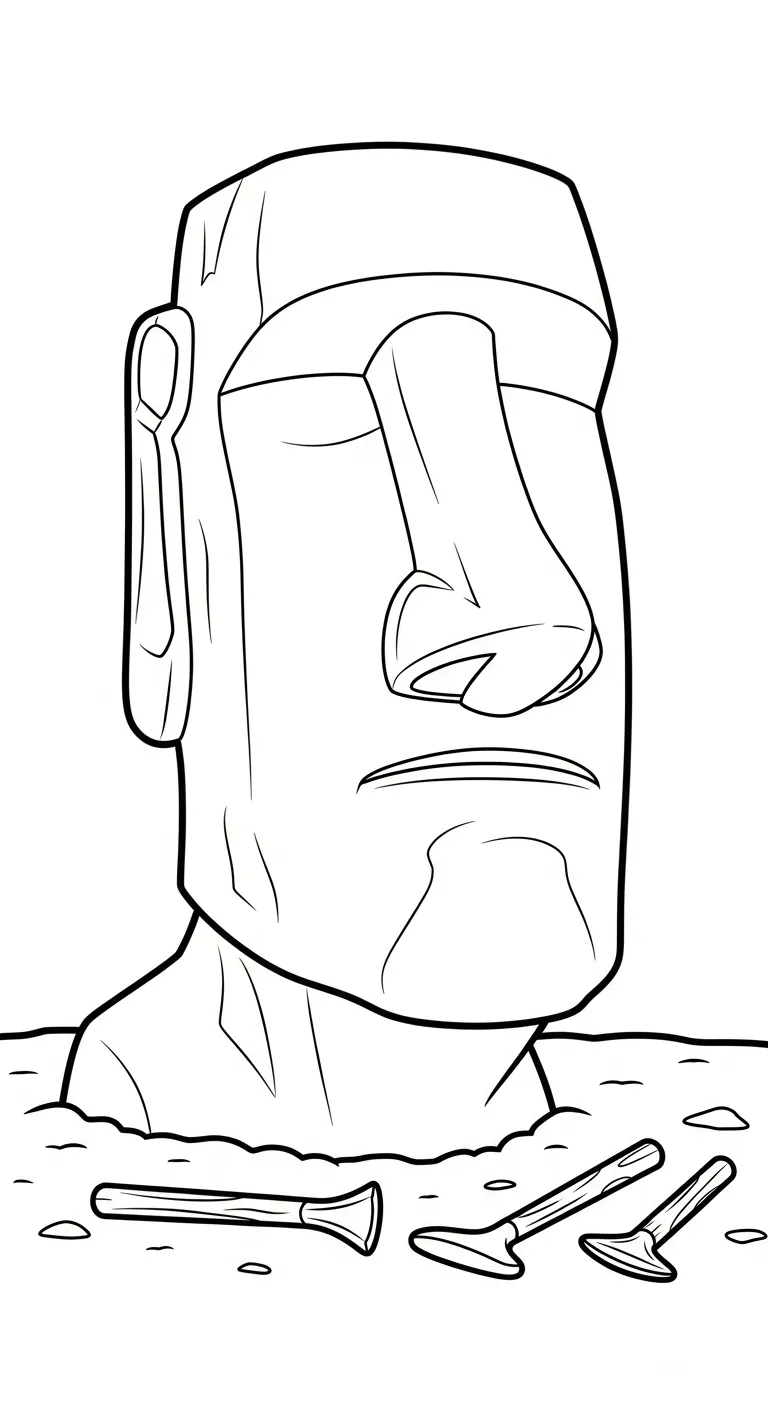 coloriage Moaï pour enfant de 7 ans