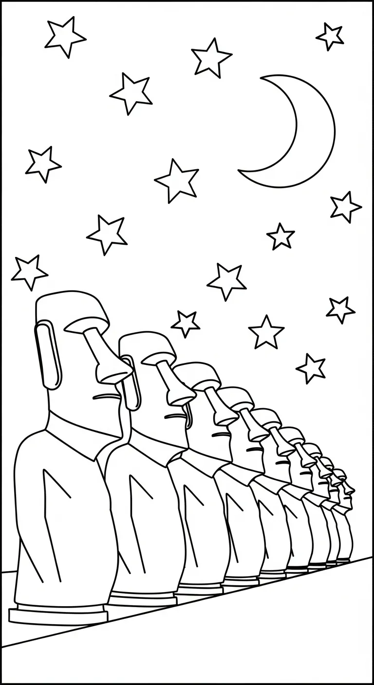 coloriage Moaï a imprimer gratuitement