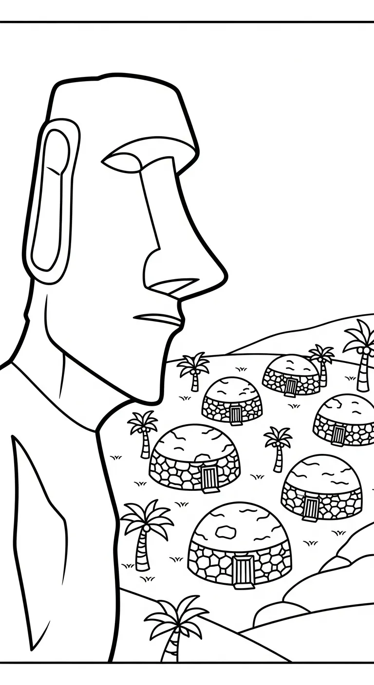 coloriage Moaï a imprimer pour enfant de 4 ans
