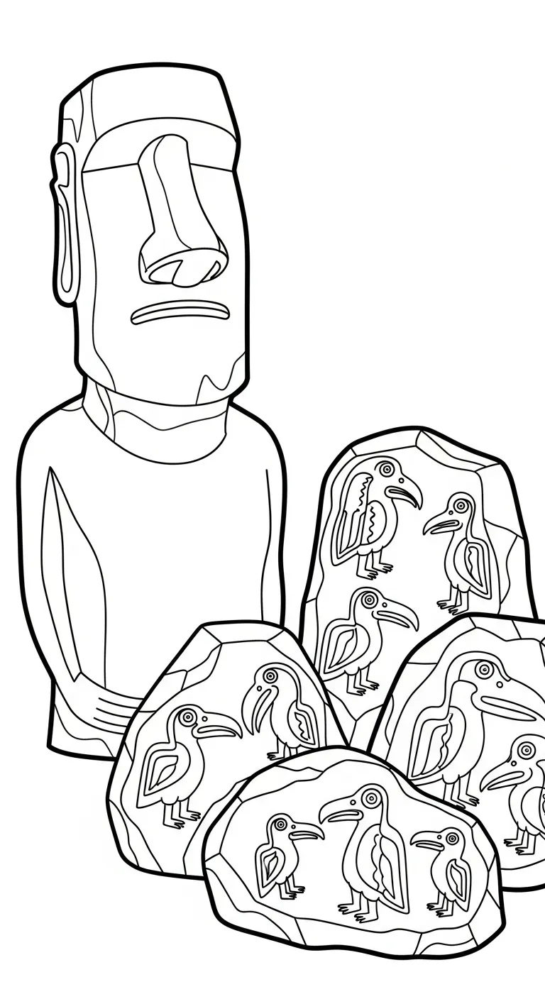 coloriage Moaï pour enfants