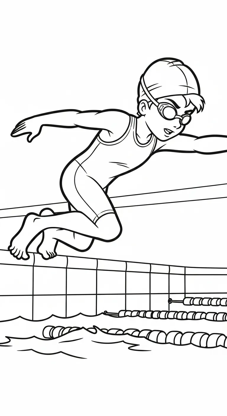 coloriage Nager pour enfant de 6 ans