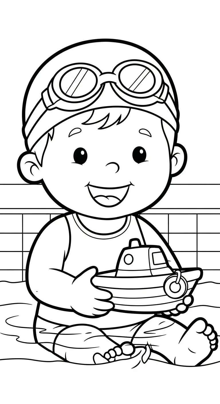 coloriage Nager a imprimer pour enfant de 4 ans