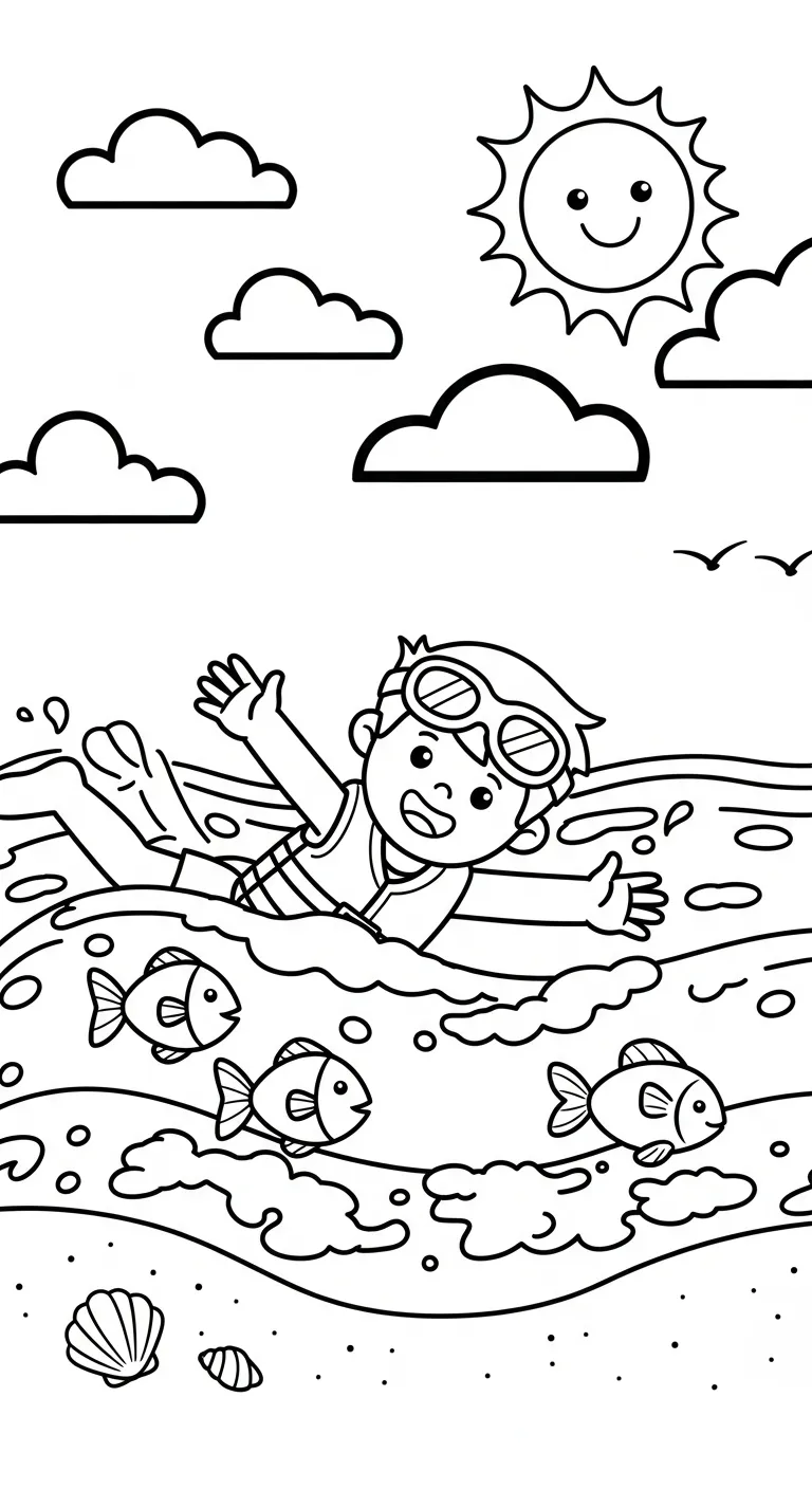 coloriage Nager pour enfants à télécharger