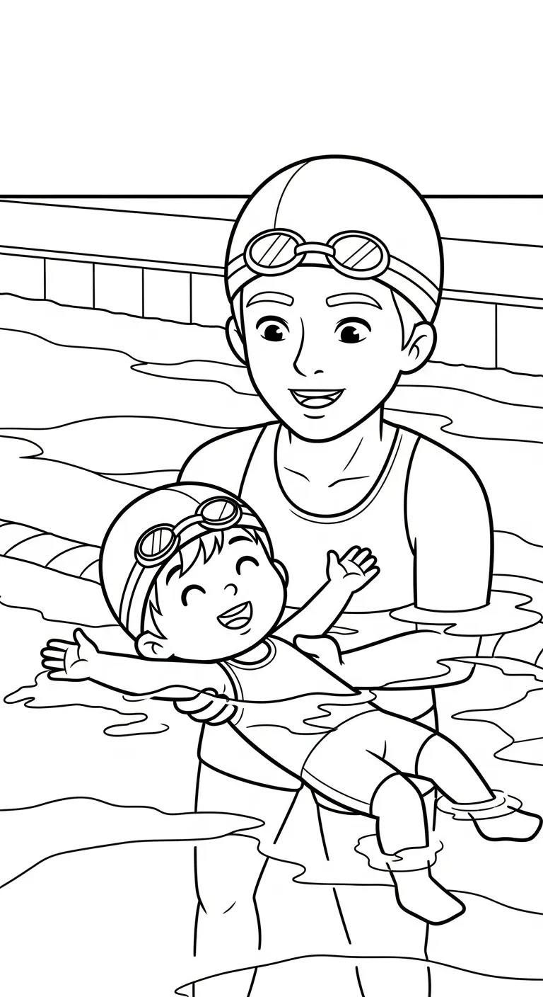 coloriage Nager pour enfant de à imprimer