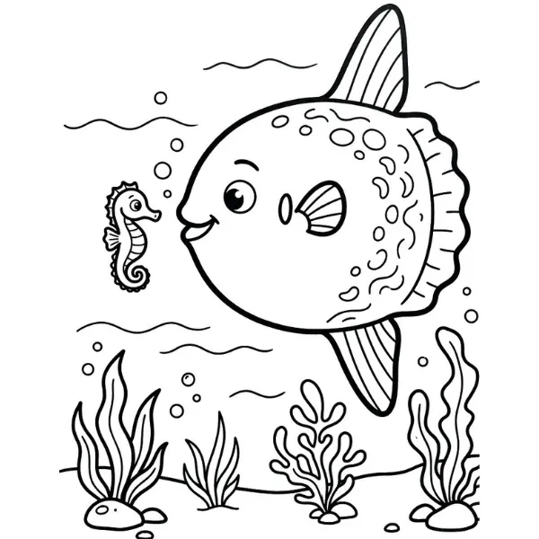 Coloriage Poisson Lune