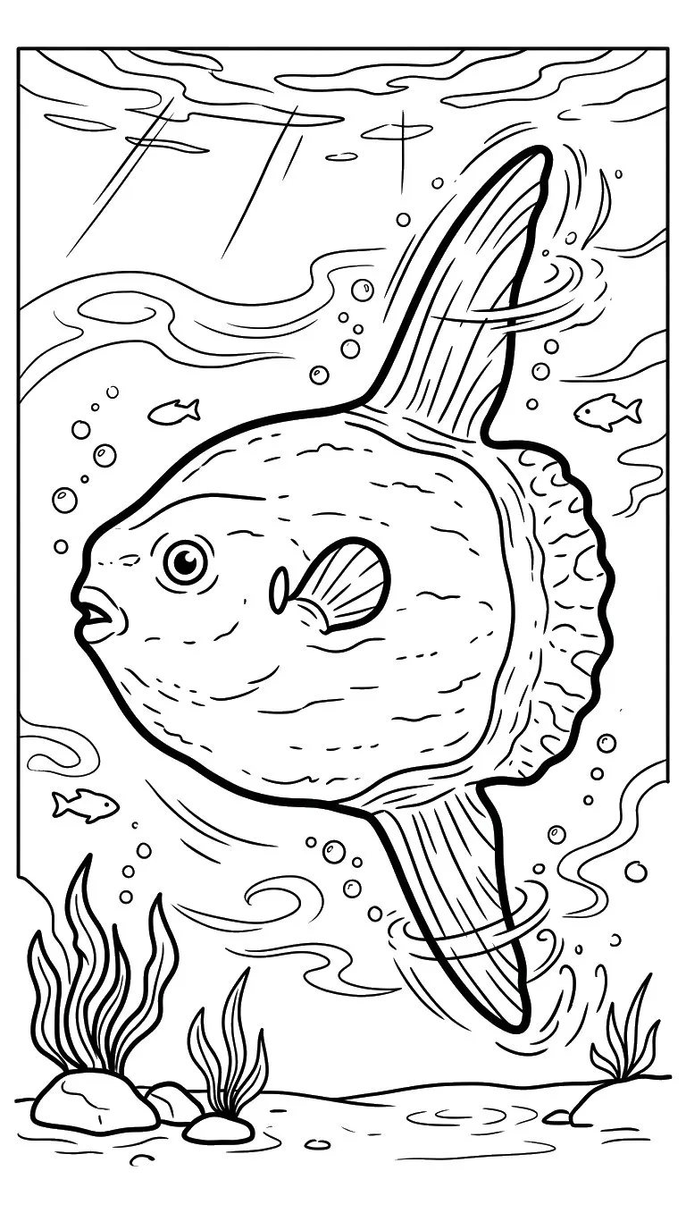 coloriage Poisson Lune et decoupage a imprimer gratuit