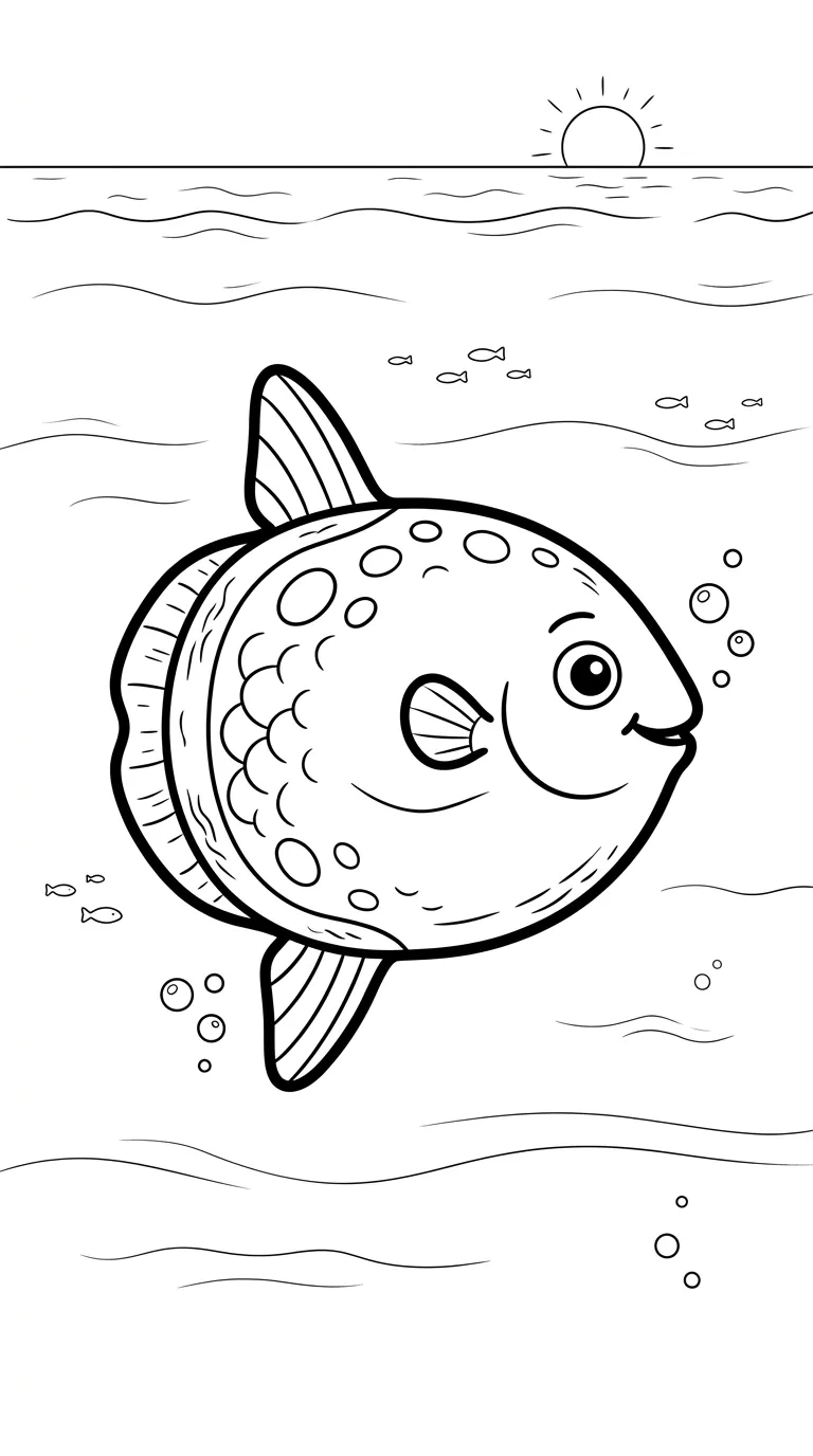 coloriage Poisson Lune à imprimer pour enfant de 6 ans 1