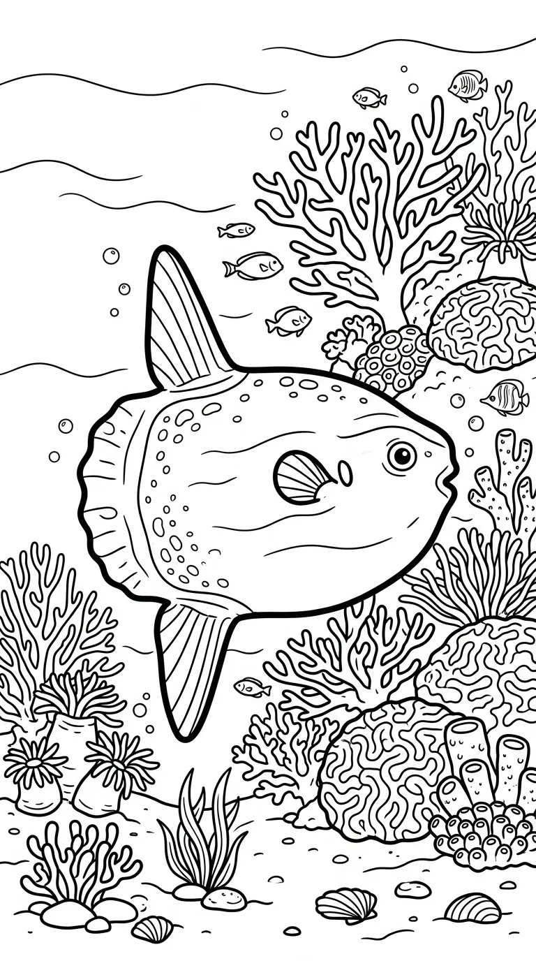 coloriage Poisson Lune pour enfants à imprimer