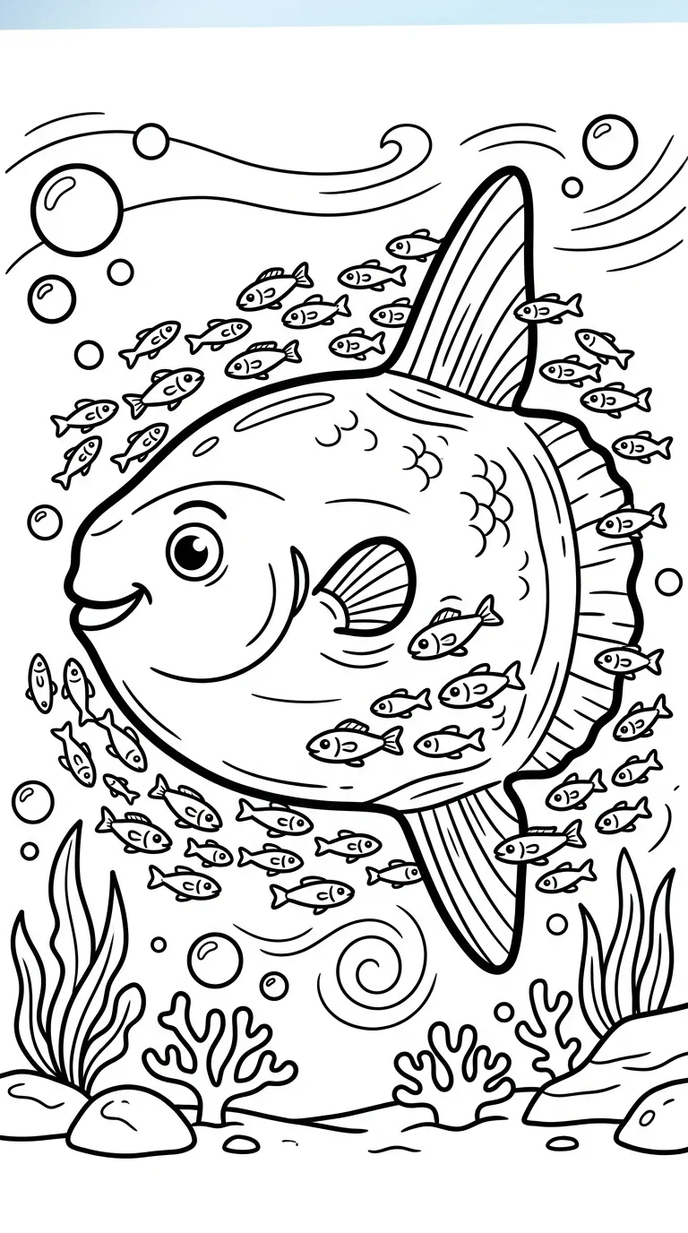 coloriage Poisson Lune pour primaire 1