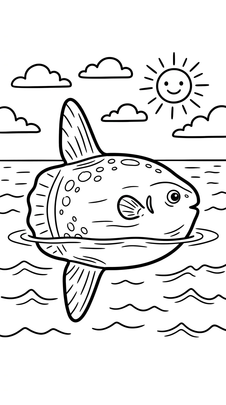 coloriage Poisson Lune à imprimer kawaii