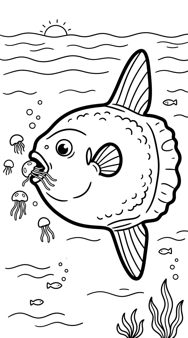 coloriage Poisson Lune à imprimer pour enfant de 7 ans