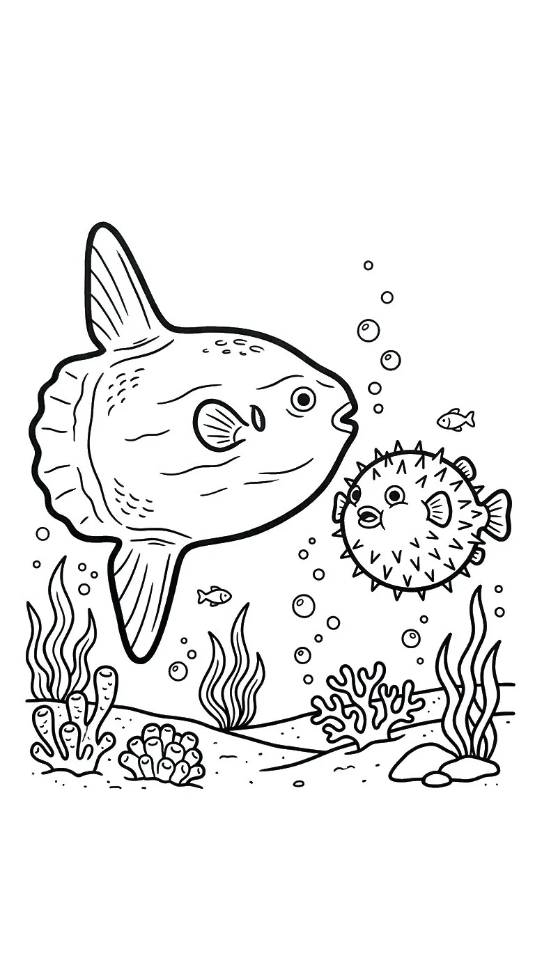 coloriage Poisson Lune pour bebe a imprimer