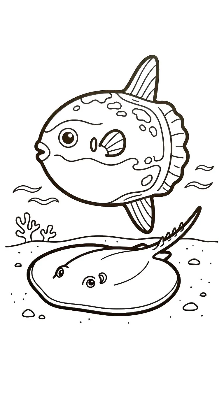 coloriage Poisson Lune pour enfant