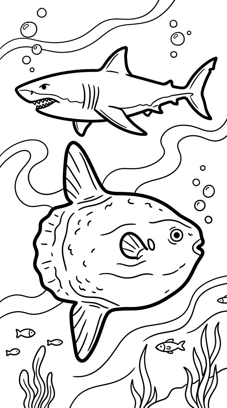coloriage Poisson Lune à imprimer pour enfant de 6 ans