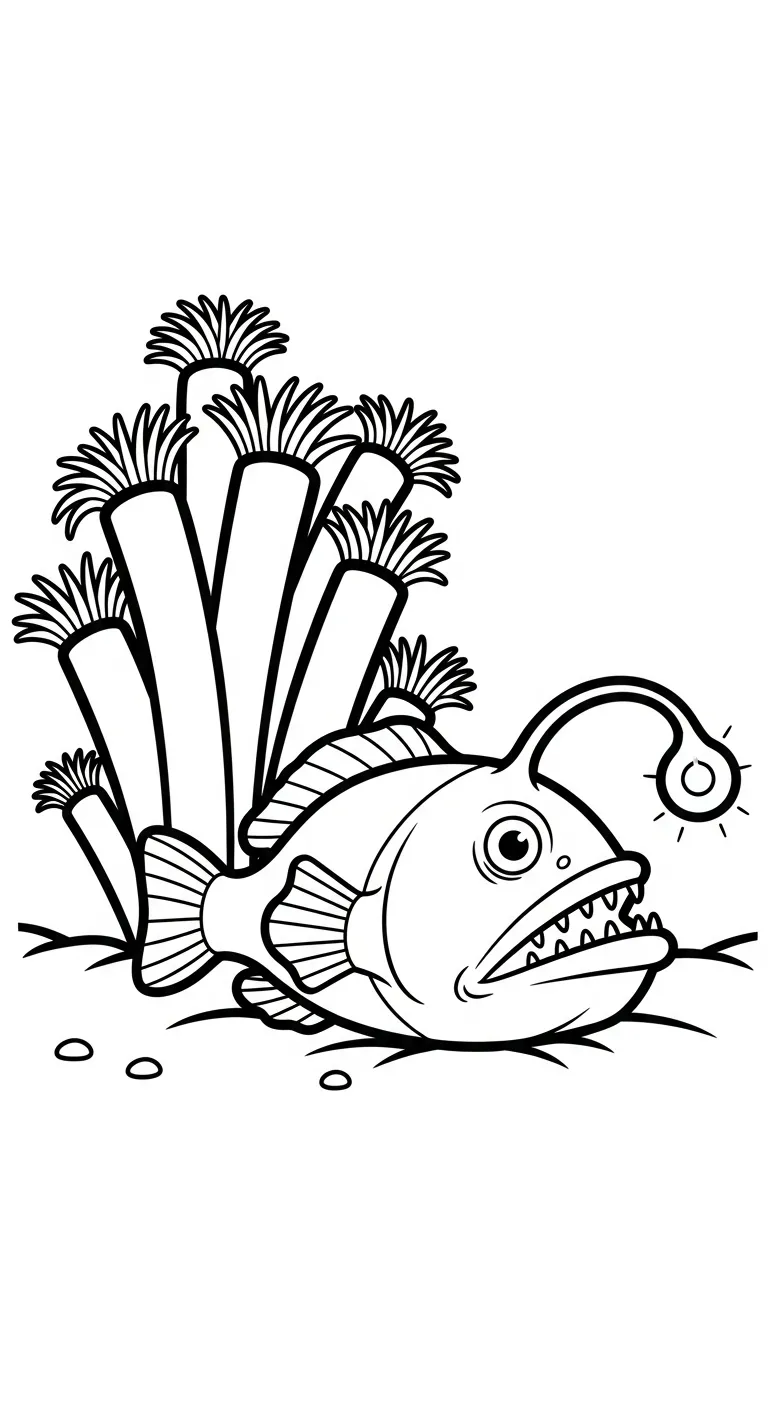 coloriage Poisson lanterne à imprimer kawaii