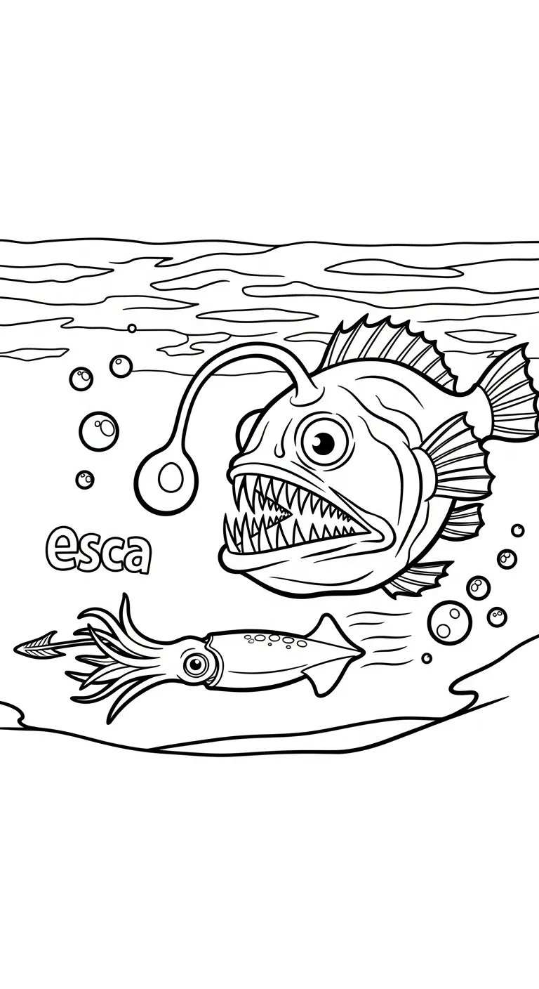 coloriage Poisson lanterne à imprimer pour enfant de 4 ans 1