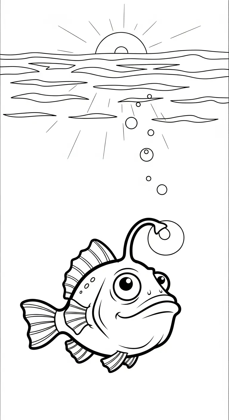 coloriage Poisson lanterne pour enfants