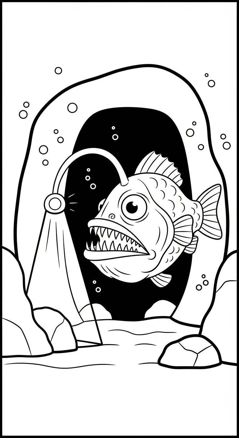 coloriage Poisson lanterne d'enfant a imprimer