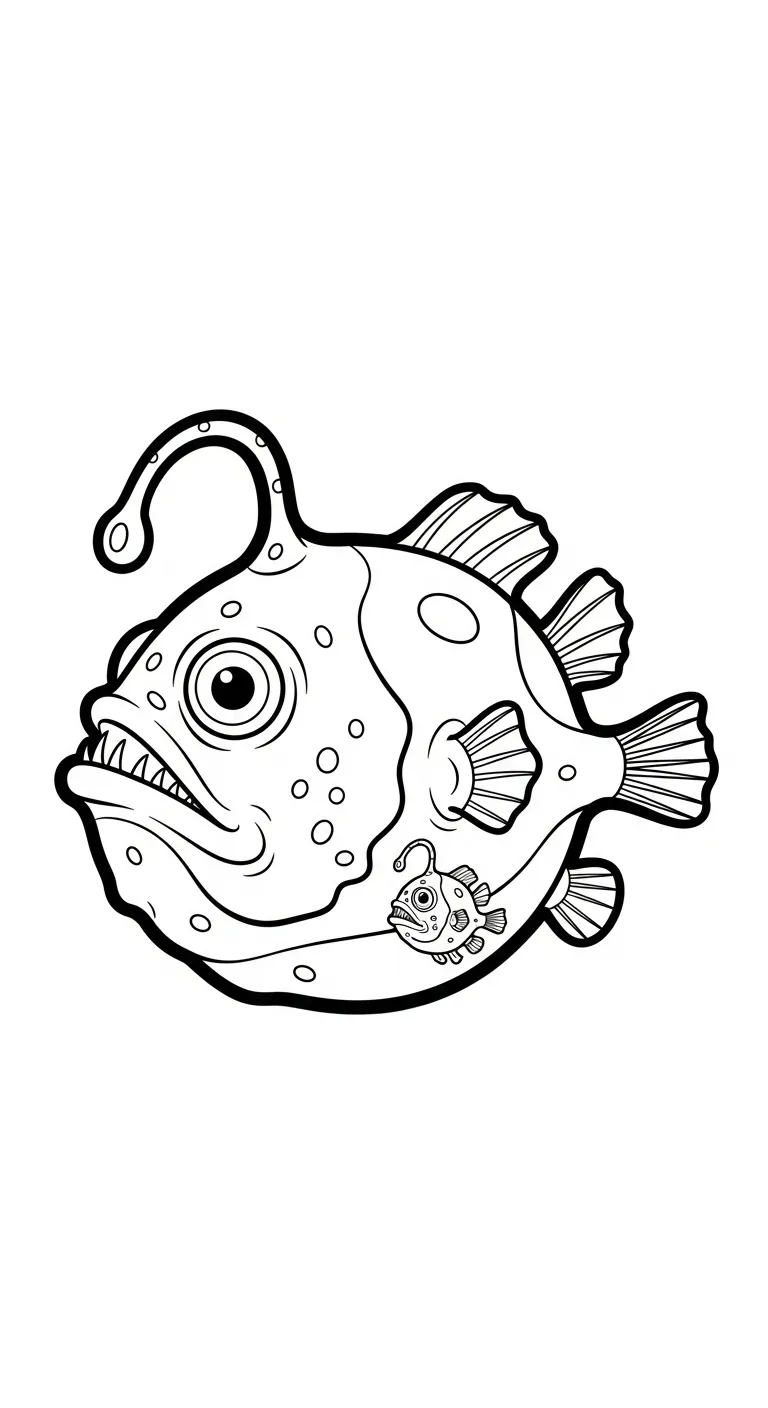 coloriage Poisson lanterne a imprimer pour enfant de 4 ans