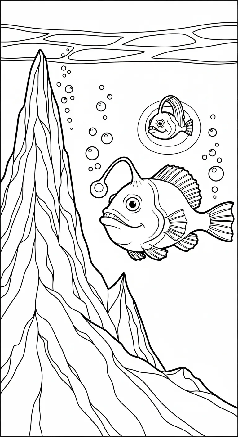 coloriage Poisson lanterne a colorier en ligne 1