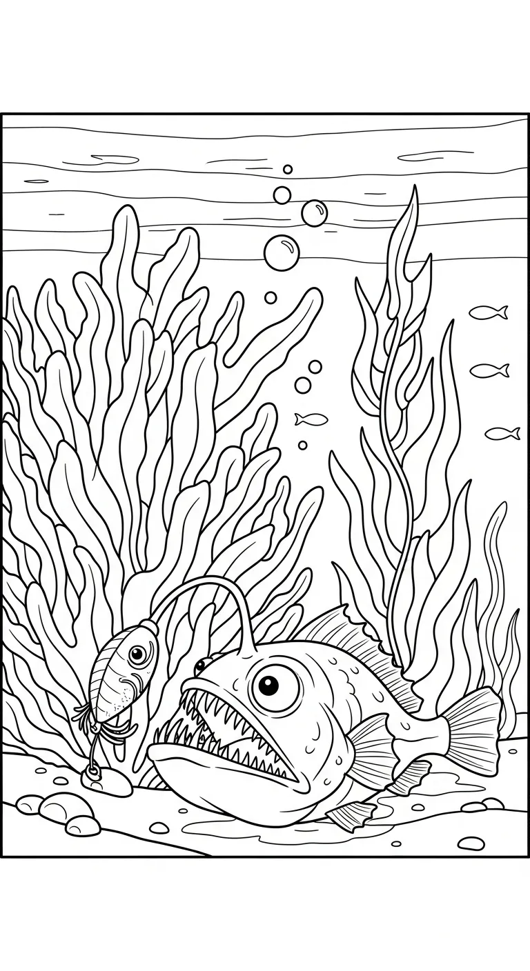 coloriage Poisson lanterne et decoupage