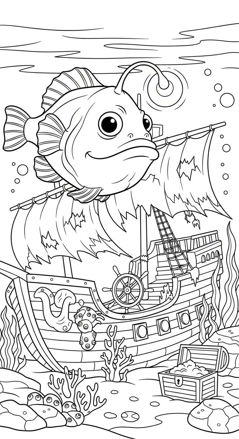 coloriage Poisson lanterne pour enfant de à imprimer