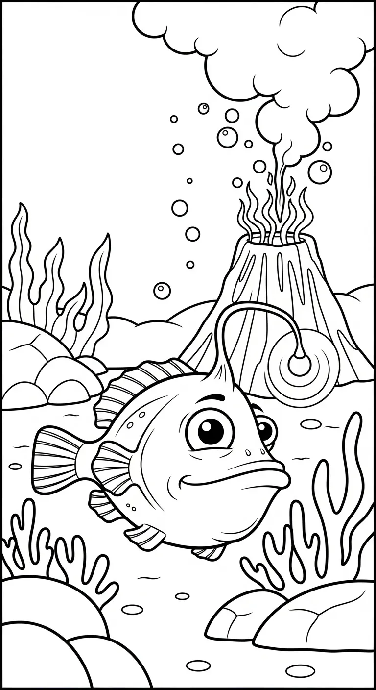 coloriage Poisson lanterne pour enfant de 6 ans