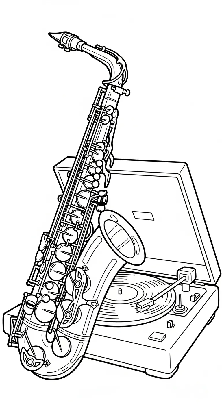 coloriage Saxophone et dessin a imprimer