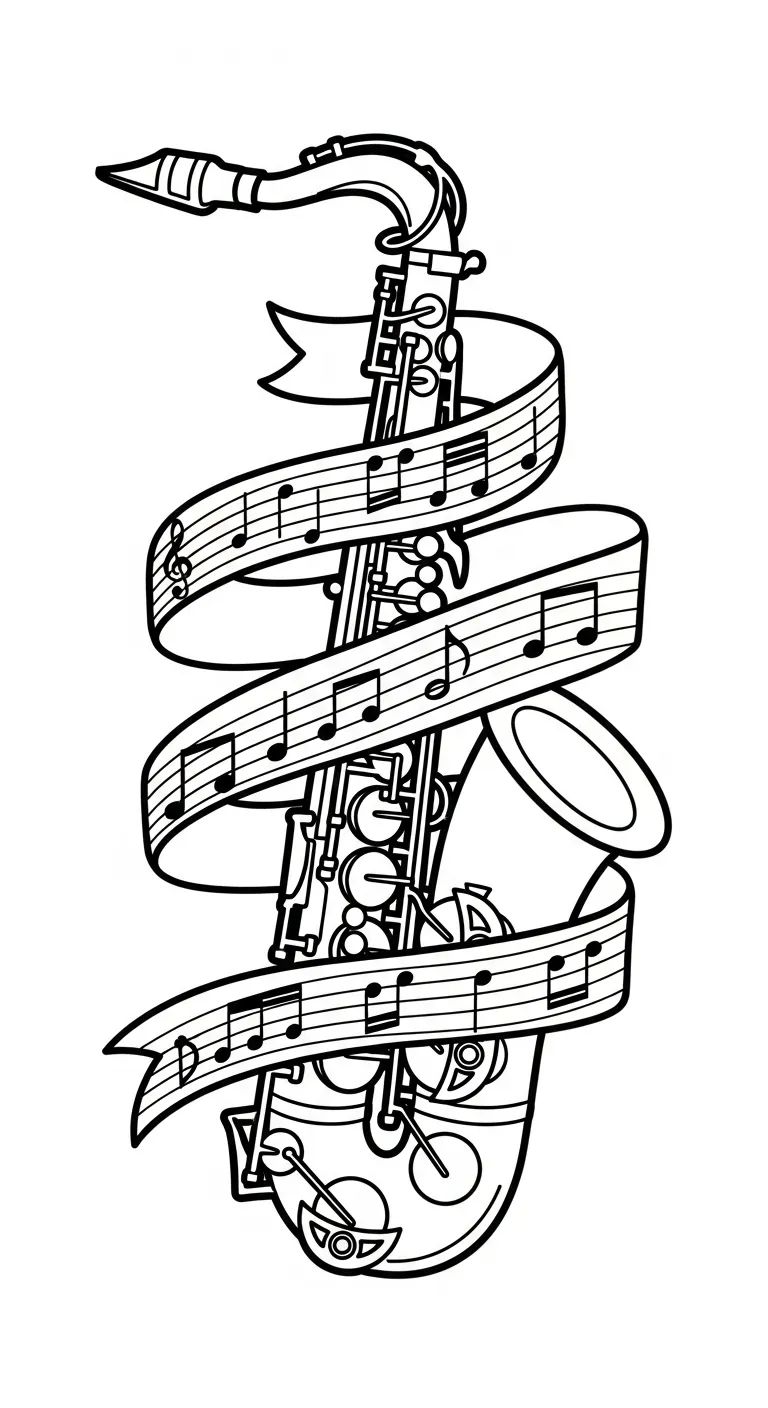 a imprimer coloriage Saxophone gratuit