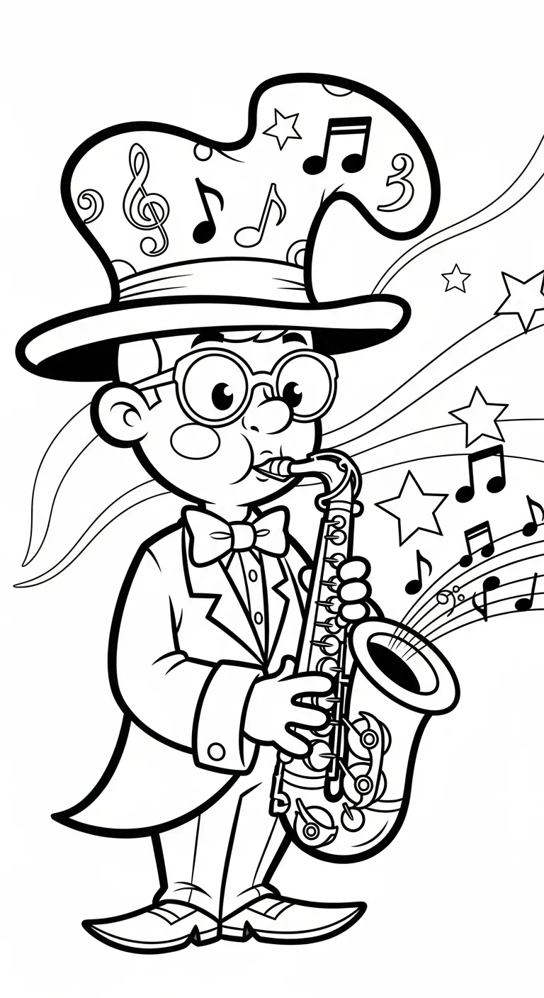 coloriage Saxophone à imprimer pour enfant de 4 ans