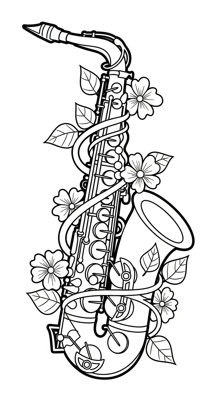 coloriage Saxophone pour enfants a imprimer 1