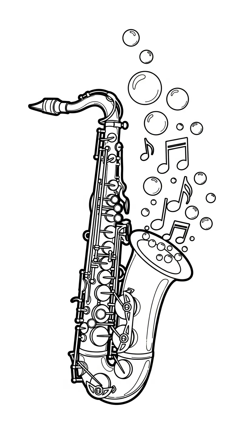 coloriage Saxophone pour enfants à imprimer