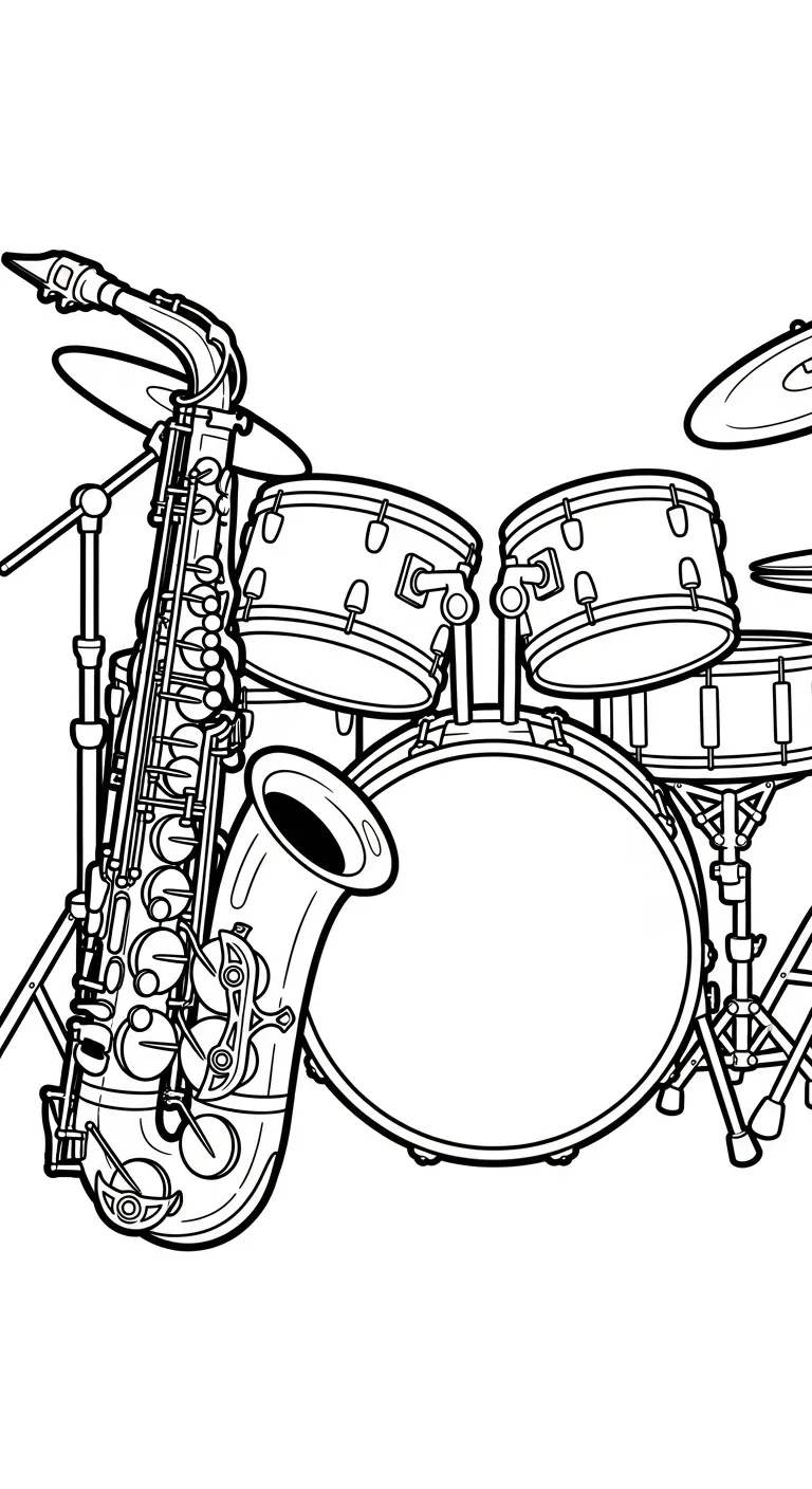 coloriage Saxophone à imprimer pour enfant de 10 ans