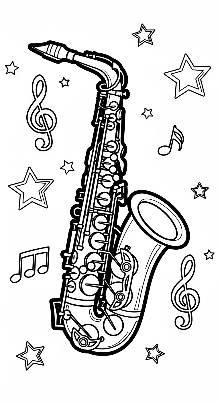 coloriage Saxophone à imprimer gratuit 1