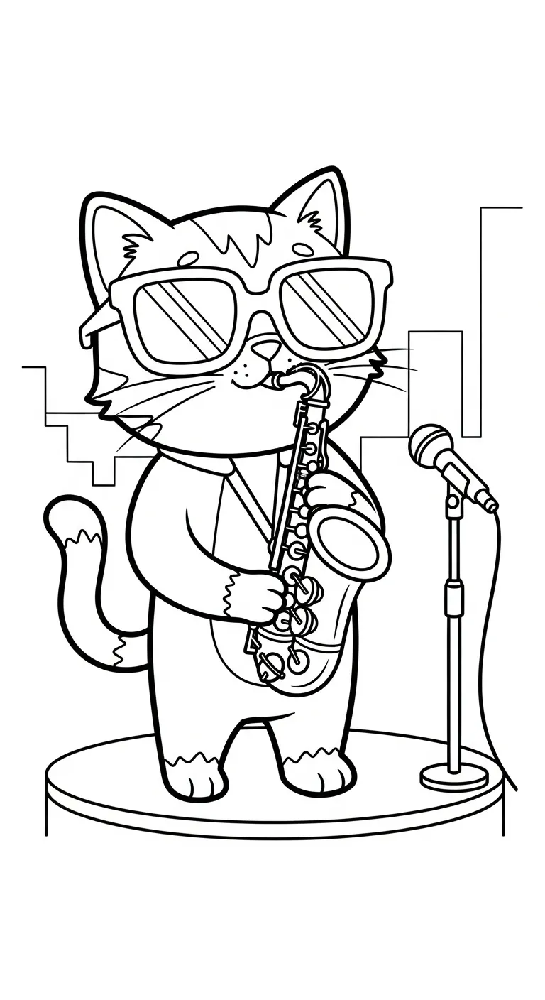 coloriage Saxophone à imprimer pdf gratuit